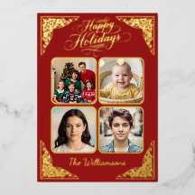 Vacaciones de Gold Happy, cuatro fotos, rojo, nomb