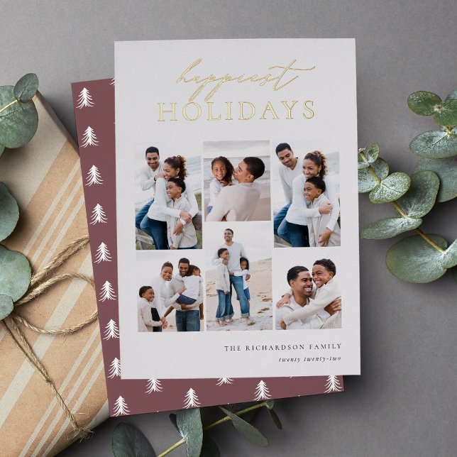 Tarjeta Festiva Con Relieve Metalizado Vacaciones más felices Collage de fotos elegante 6 (Subido por el creador)