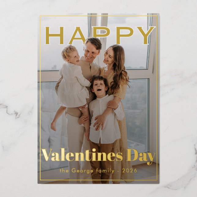 Tarjeta Festiva Con Relieve Metalizado Valentine Magic Modern PhotoPop (Anverso)