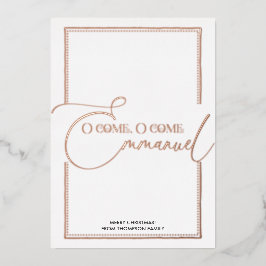 Tarjeta Festiva Con Relieve Metalizado ¡Ven, Emmanuel! Navidad cristiana Natividad