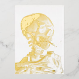 Tarjeta Festiva Con Relieve Metalizado Vincent van Gogh - Calavera con cigarrillo en llam