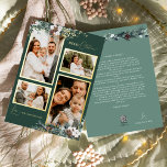 Tarjeta Festiva Con Relieve Metalizado Vintage de Emerald Greenery Cuatro Collages de fot<br><div class="desc">Bienvenidos a nuestro encantador diseño de tarjetas de vacaciones de Relieve metalizado Vintage Four Collage de fotos Emerald Greenery, donde el encanto vintage se une a la elegancia moderna. Este diseño presenta una vegetación acuática intrincada y una caligrafía sutilmente elegante, con una tipografía sencilla, que refleja la esencia de la...</div>