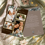 Tarjeta Festiva Con Relieve Metalizado Vintage marrón cuatro Collages de fotos<br><div class="desc">Bienvenidos a nuestro encantador diseño de tarjetas de vacaciones de Relieve metalizado Vintage Four Collages de fotos Brown Greenery, donde el encanto vintage se une a la elegancia moderna. Este diseño presenta una vegetación acuática intrincada y una caligrafía sutilmente elegante, con una tipografía sencilla, que refleja la esencia de la...</div>