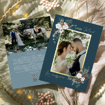 Tarjeta Festiva Con Relieve Metalizado Vintage merry married Portrait<br><div class="desc">Bienvenidos a nuestro encantador diseño de tarjetas de vacaciones de Relieve metalizado Vintage Merry Married Portrait con verde azul marino, donde el encanto vintage se une a la elegancia moderna. Este diseño presenta una vegetación acuática intrincada y una caligrafía sutilmente elegante, con una tipografía sencilla, que refleja la esencia de...</div>