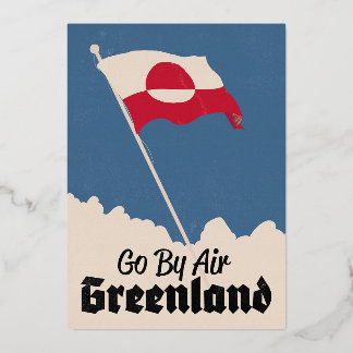 Tarjeta Festiva Con Relieve Metalizado Vuela con Air Greenland