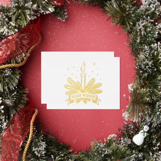 Tarjeta Festiva Con Relieve Metalizado Warm Wishes Christmas Candle Gold (in situ)