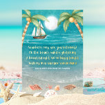 Tarjeta Festiva Con Relieve Metalizado Warmer Wonderland Tropical Beach Navidades<br><div class="desc">La tarjeta de Navidades de Relieve metalizado tropical incluye una playa de luz solar con conchas y arena brillante, palmeras y un barco que navega por el mar. Las letras son de la melodía de "Winter Wonderland" pero con un giro tropical que dice: "Sonido de casetas, ¿estás escuchando? — En...</div>