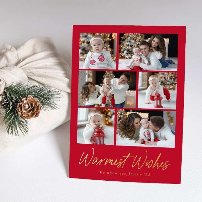 Tarjeta Festiva Con Relieve Metalizado Warmest Script Red 6 Collage de fotos (Subido por el creador)