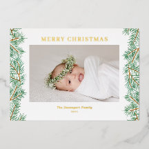 Watercolor Pine Needles Garland Navidad Foto