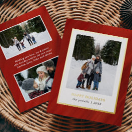 Tarjeta Festiva Con Relieve Metalizado Watercolor Red Velvet Frame 3 Fotos Navidades