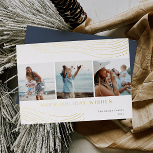 Tarjeta Festiva Con Relieve Metalizado Wave Wave   3 COLLAGE DE FOTOS