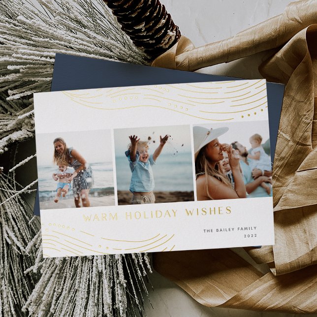 Tarjeta Festiva Con Relieve Metalizado Wave Wave | 3 COLLAGE DE FOTOS (Subido por el creador)