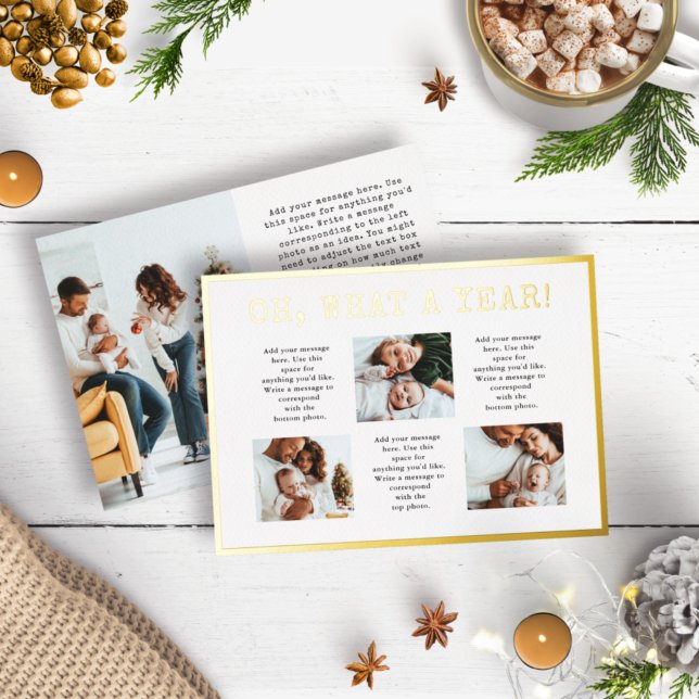 Tarjeta Festiva Con Relieve Metalizado What A Year Foil Holiday Card (Subido por el creador)