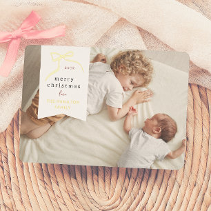 Tarjeta Festiva Con Relieve Metalizado Whimsical Bow Foto de Navidades con mano de cint