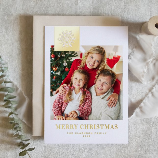 Tarjeta Festiva Con Relieve Metalizado Whimsical Snowflake Tag Merry Christmas Photo (Subido por el creador)