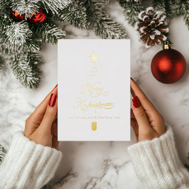 Tarjeta Festiva Con Relieve Metalizado White Gold Foil Christmas Card