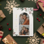 Tarjeta Festiva Con Relieve Metalizado Winter Joy 2 Photo Family<br><div class="desc">JOY to the world,  white winter floral and greenery,  Holiday arch and square frame 2 photo card. Features,  solid green color backing with template space for your personal holiday message.</div>