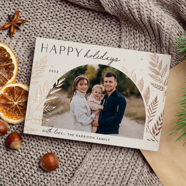 Tarjeta Festiva Con Relieve Metalizado Winter Laurel | Foto de Felices Fiestas (Subido por el creador)