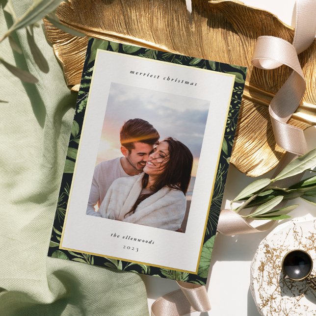 Tarjeta Festiva Con Relieve Metalizado Winter Meadow | Foto de Navidades botánicos (Subido por el creador)