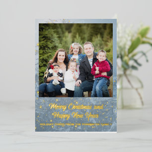 Tarjeta Festiva Con Relieve Metalizado Winter Merry Christmas family Photo