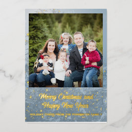 Tarjeta Festiva Con Relieve Metalizado Winter Merry Christmas family Photo