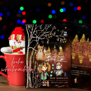 Tarjeta Festiva Con Relieve Metalizado Winterzauber Frohe Weihnachtskarte