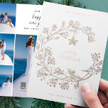 Tarjeta Festiva Con Relieve Metalizado Wreath Merry Christmas Happy New Year Collage Rosa<br><div class="desc">*REAL ROSA ORO PRESIONADO RELIEVE METALIZADO Wreath Feliz Navidad Feliz Año Nuevo | 3 Collage de fotos Atrás | Tarjeta de vacaciones de Relieve metalizado Rosa</div>