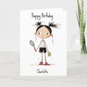 Tarjeta Festiva Con texto, linda chica estrella de tenis