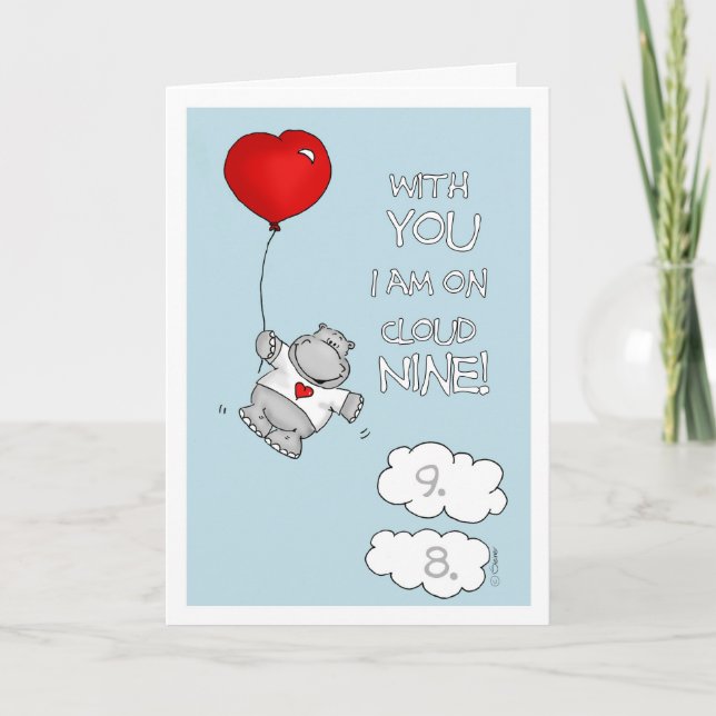 Tarjeta Festiva Con usted estoy en la nube nueve - día de (Anverso)
