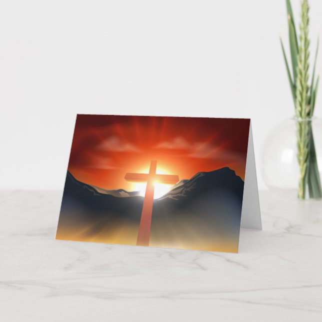 Tarjeta Festiva Concepto cruzado cristiano de Pascua (Anverso)