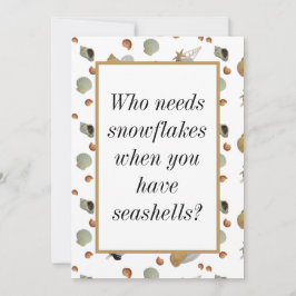 Tarjeta Festiva Conchas marinas playa Navidades tropicales costero