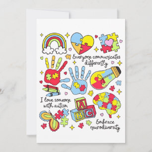 Tarjeta Festiva Concienciación sobre autismo abraza la diversidad 