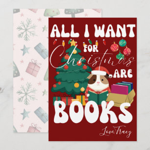 Tarjeta Festiva Conejillo de Indias leyendo un libro bajo el árbol