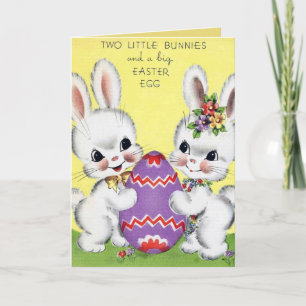 Tarjeta Festiva Conejillos retro de Semana Santa