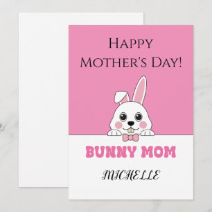 Tarjeta Festiva Conejita Mamá Rosa Personalizada