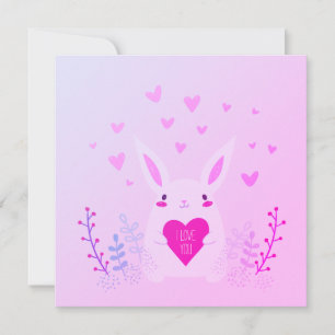 Tarjeta Festiva Conejito adorable de San Valentín en rosa Te Amo