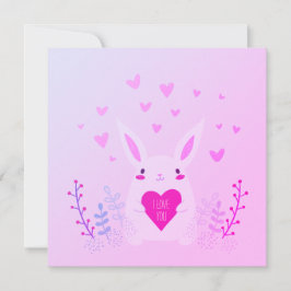 Tarjeta Festiva Conejito adorable de San Valentín en rosa Te Amo