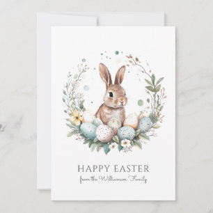 Tarjeta Festiva Conejito Adorno de Huevos de Pascua Personalizado