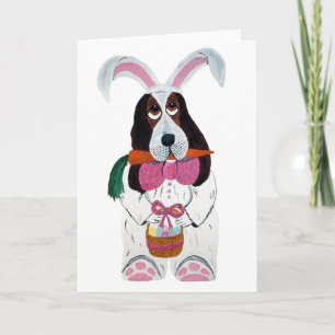 Tarjeta Festiva Conejito de Basset Hound pascua