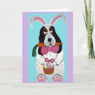Tarjeta Festiva Conejito de Basset Hound pascua