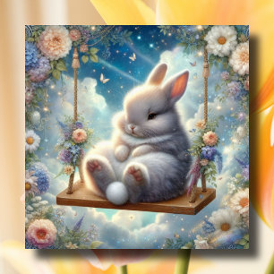 Tarjeta Festiva Conejito De Cuadrillo Pastel En Pascua