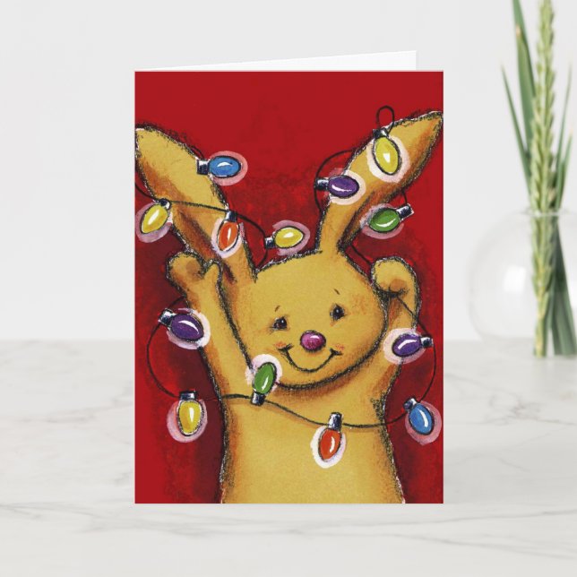 Tarjeta Festiva conejito de navidades (Anverso)