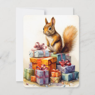 Tarjeta Festiva Conejito de navidades y presente
