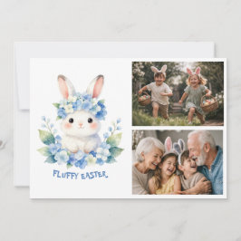 Tarjeta Festiva Conejito de Pascua Adorable Acuarela Hortensia 2 F