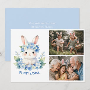 Tarjeta Festiva Conejito de Pascua Adorable Acuarela Hortensia 2 F