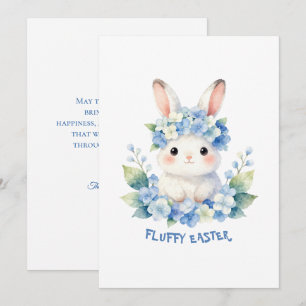 Tarjeta Festiva Conejito de Pascua adorable en acuarela con horten