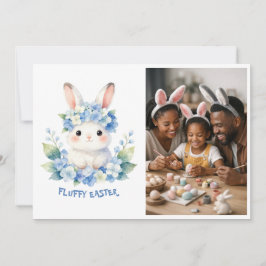 Tarjeta Festiva Conejito de Pascua Adorable Foto de Hortensias en 