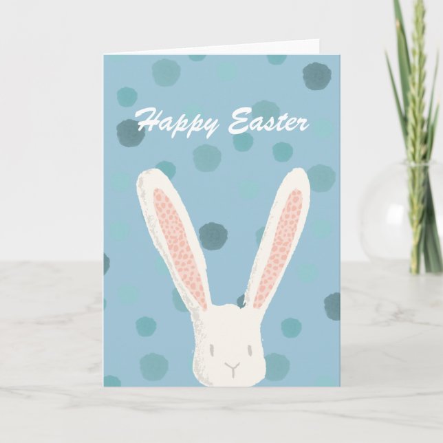 Tarjeta Festiva Conejito de pascua azul de la acuarela (Anverso)