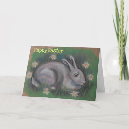 Tarjeta Festiva Conejito de Pascua blanco suave y esponjoso
