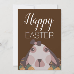 Tarjeta Festiva Conejito de Pascua de Chocolate Marrón Adorable